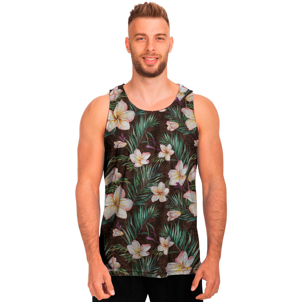 Tropical Frangipani Flower Print Men's Tank Top