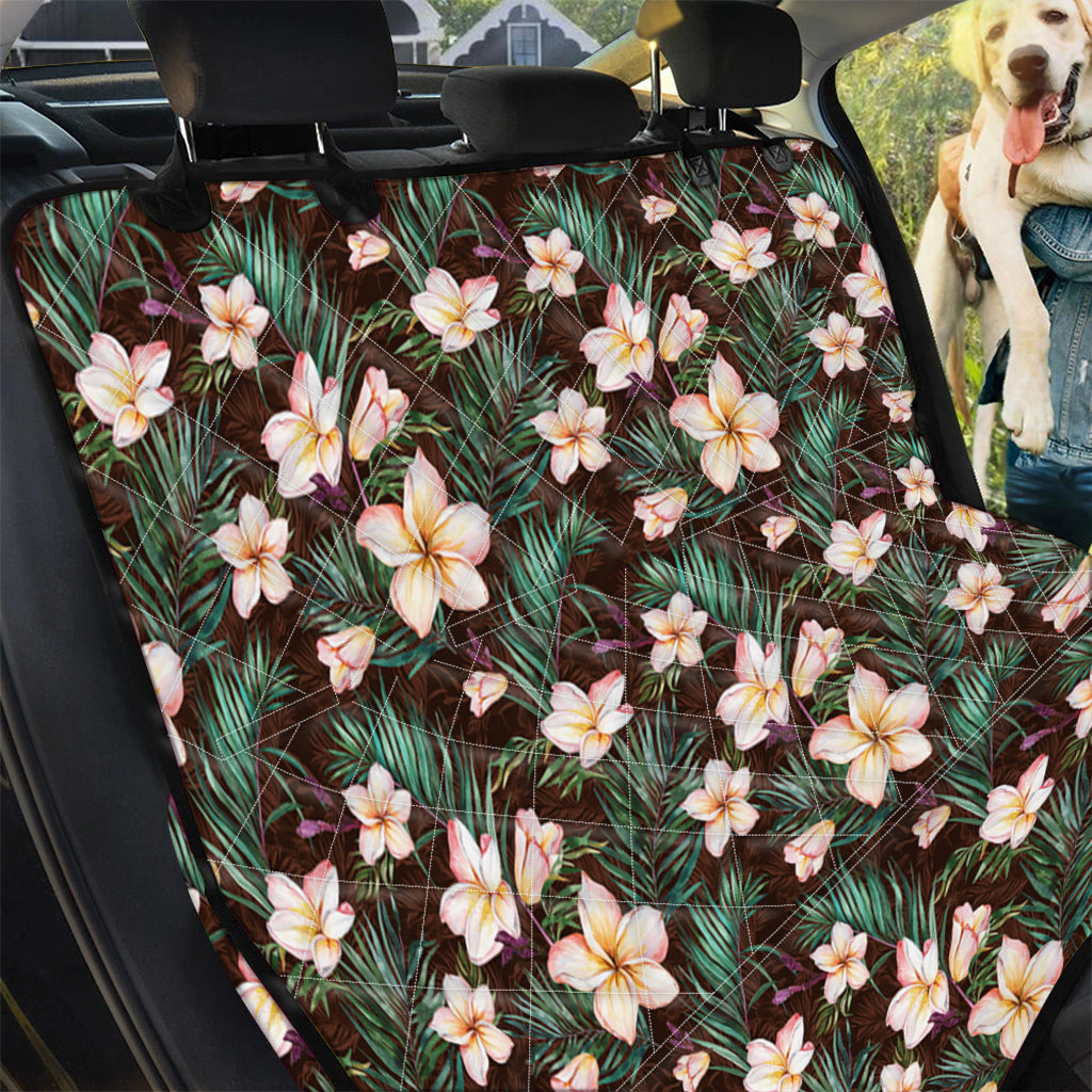 Tropical Frangipani Flower Print Pet Car Back Seat Cover