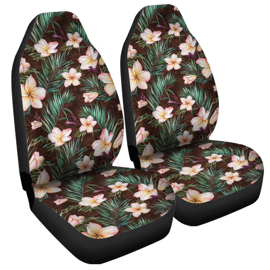 Tropical Frangipani Flower Print Universal Fit Car Seat Covers