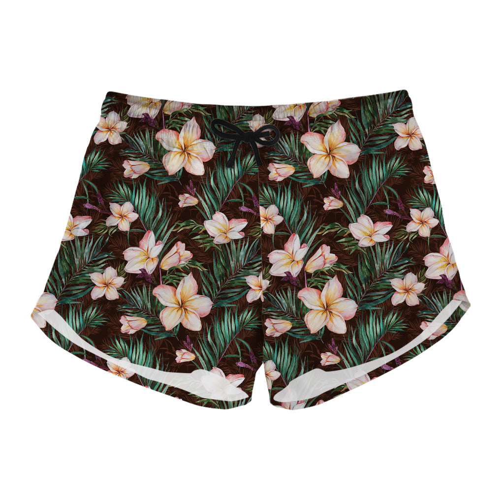 Tropical Frangipani Flower Print Women's Shorts