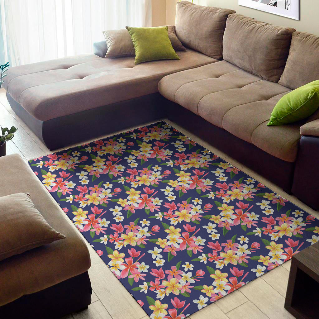 Tropical Frangipani Plumeria Print Area Rug