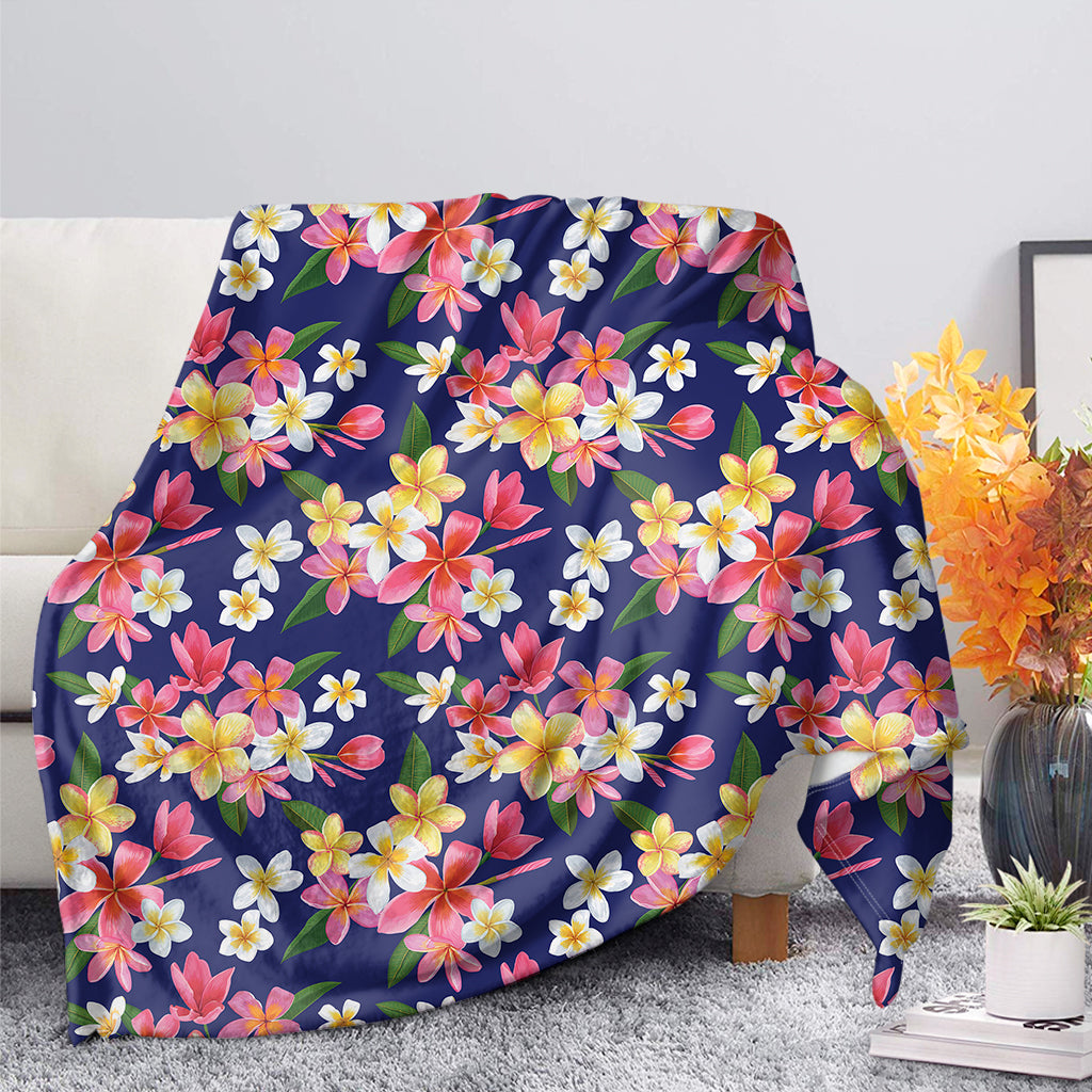 Tropical Frangipani Plumeria Print Blanket