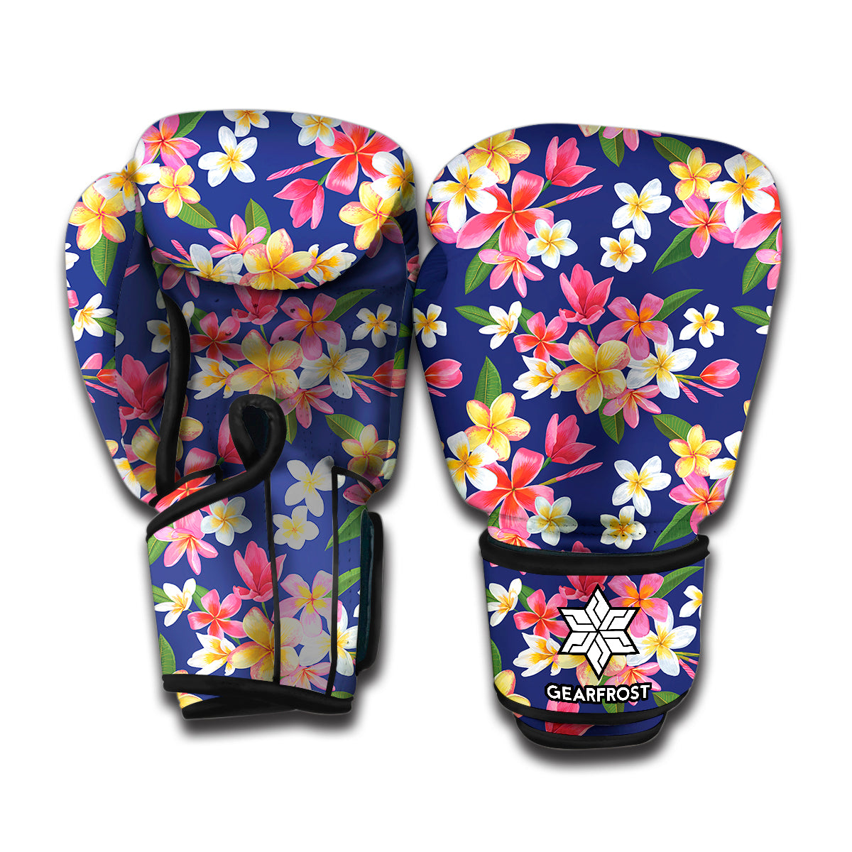 Tropical Frangipani Plumeria Print Boxing Gloves