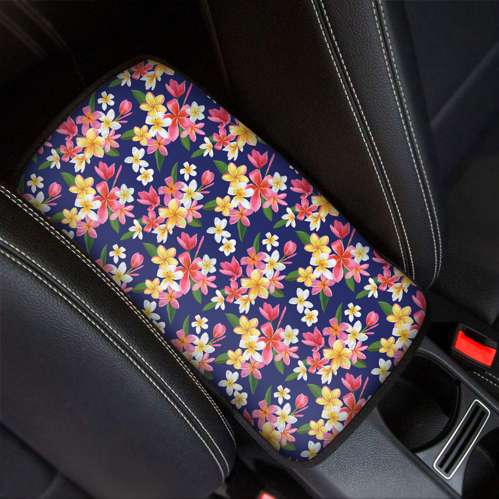 Tropical Frangipani Plumeria Print Car Center Console Cover