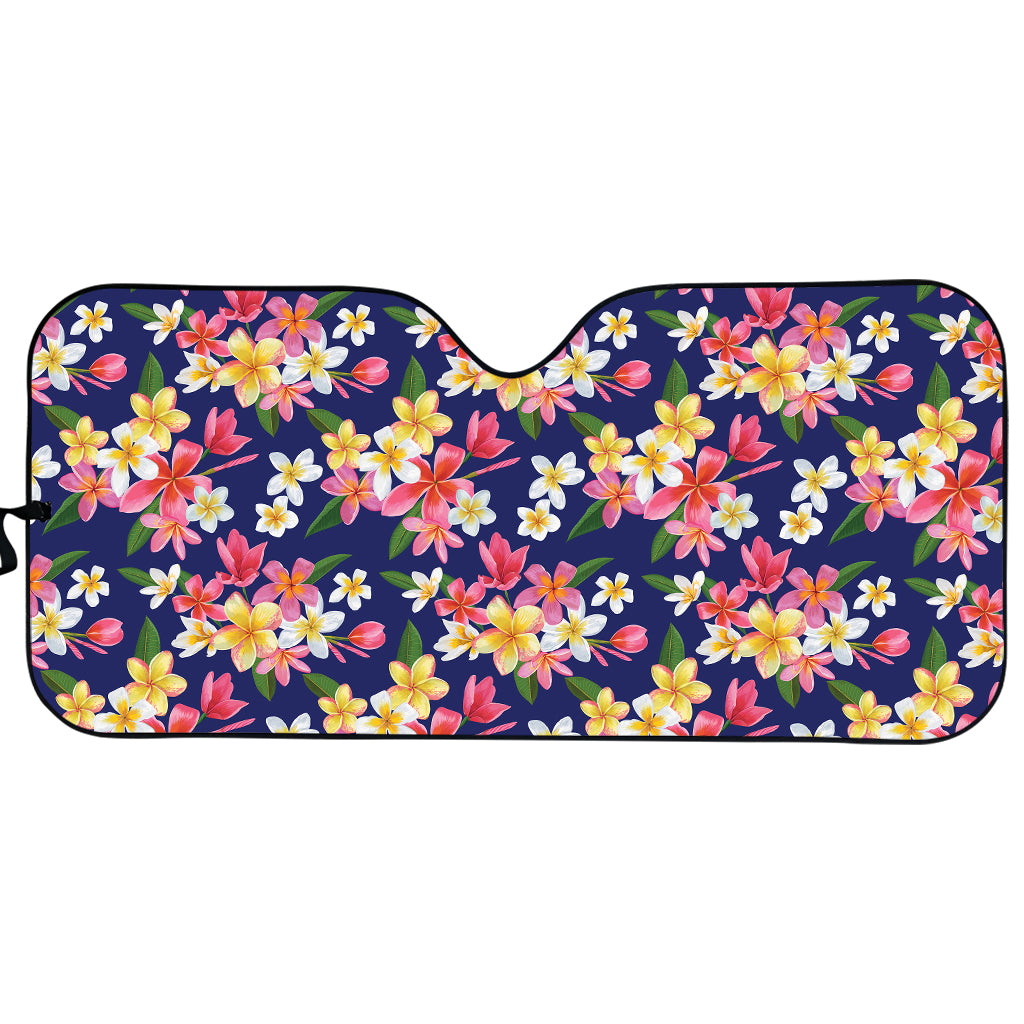 Tropical Frangipani Plumeria Print Car Sun Shade