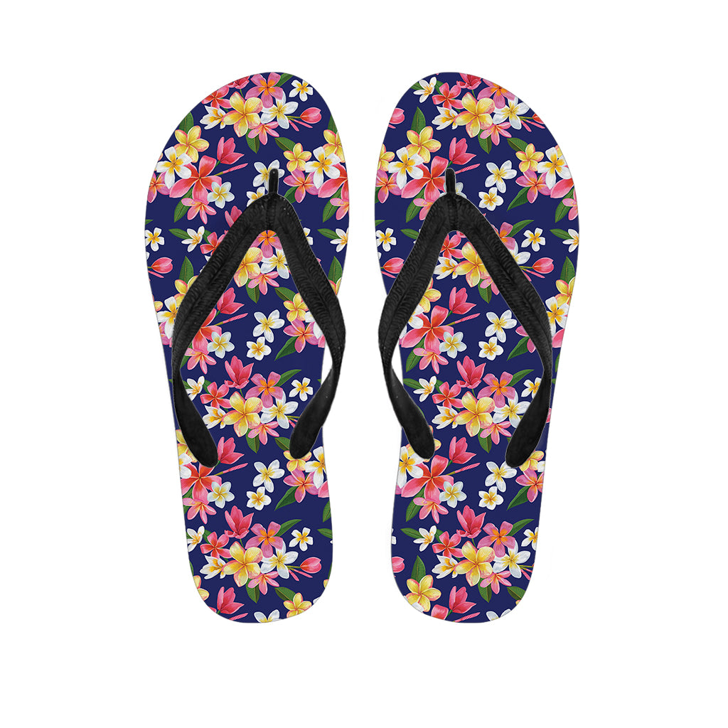 Tropical Frangipani Plumeria Print Flip Flops