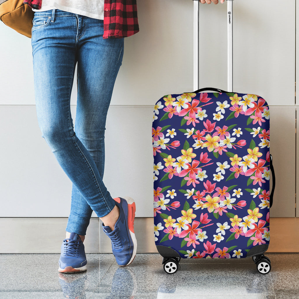 Tropical Frangipani Plumeria Print Luggage Cover