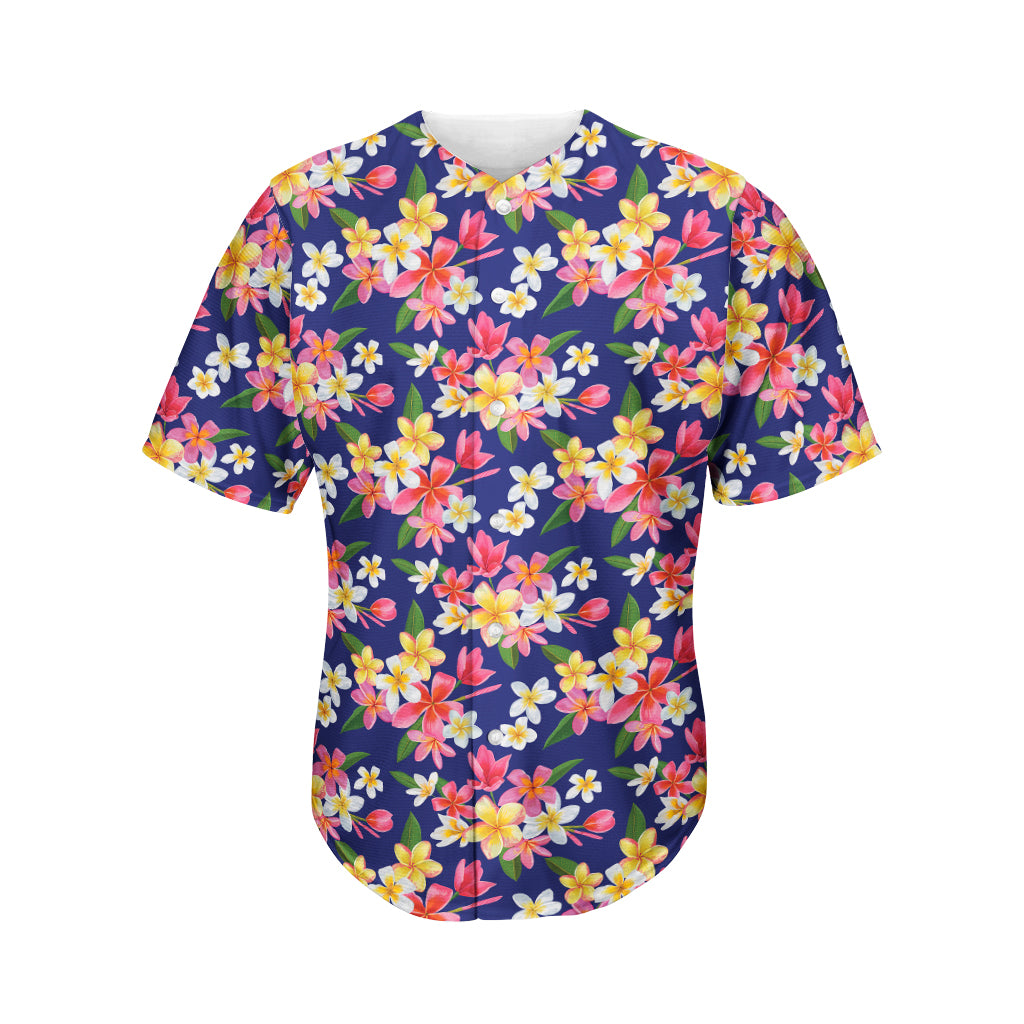 Tropical Frangipani Plumeria Print Men's Baseball Jersey