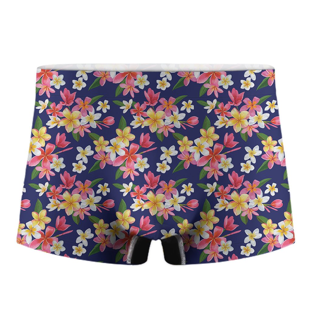 Tropical Frangipani Plumeria Print Men's Boxer Briefs