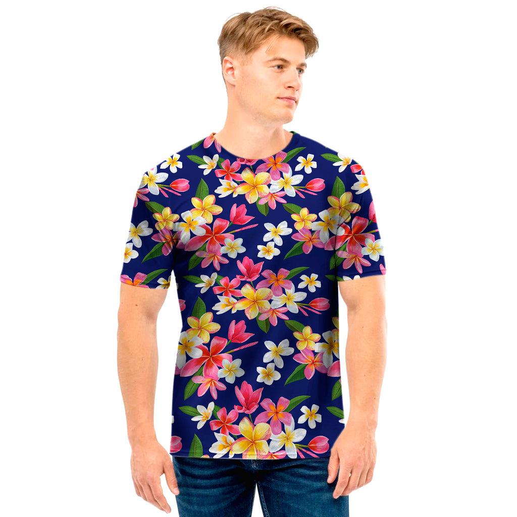 Tropical Frangipani Plumeria Print Men's T-Shirt