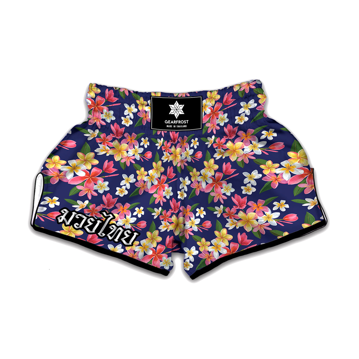 Tropical Frangipani Plumeria Print Muay Thai Boxing Shorts