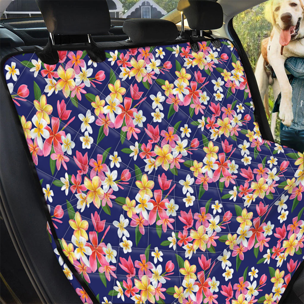 Tropical Frangipani Plumeria Print Pet Car Back Seat Cover