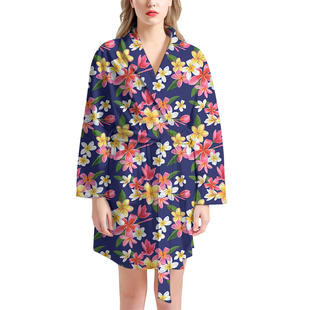 Tropical Frangipani Plumeria Print Women's Bathrobe