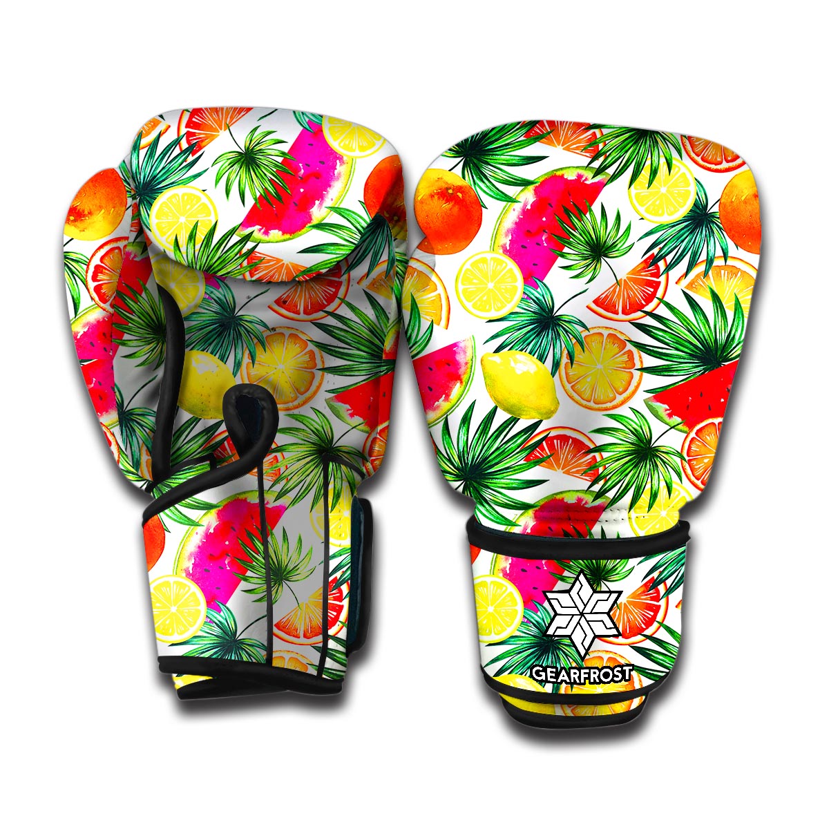 Tropical Fruit Leaf Pattern Print Boxing Gloves