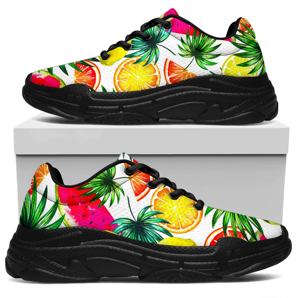 Tropical Fruit Leaf Pattern Print Chunky Sneakers