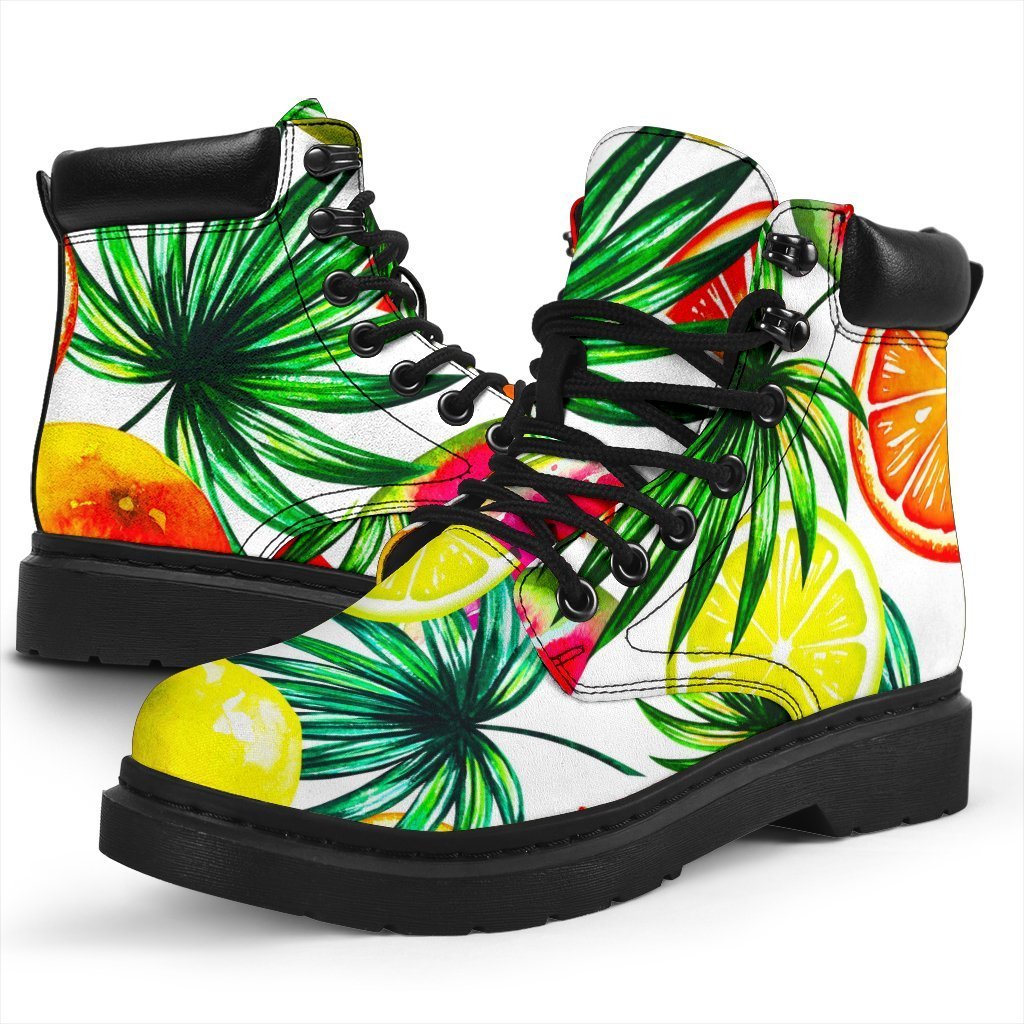 Tropical Fruit Leaf Pattern Print Classic Boots