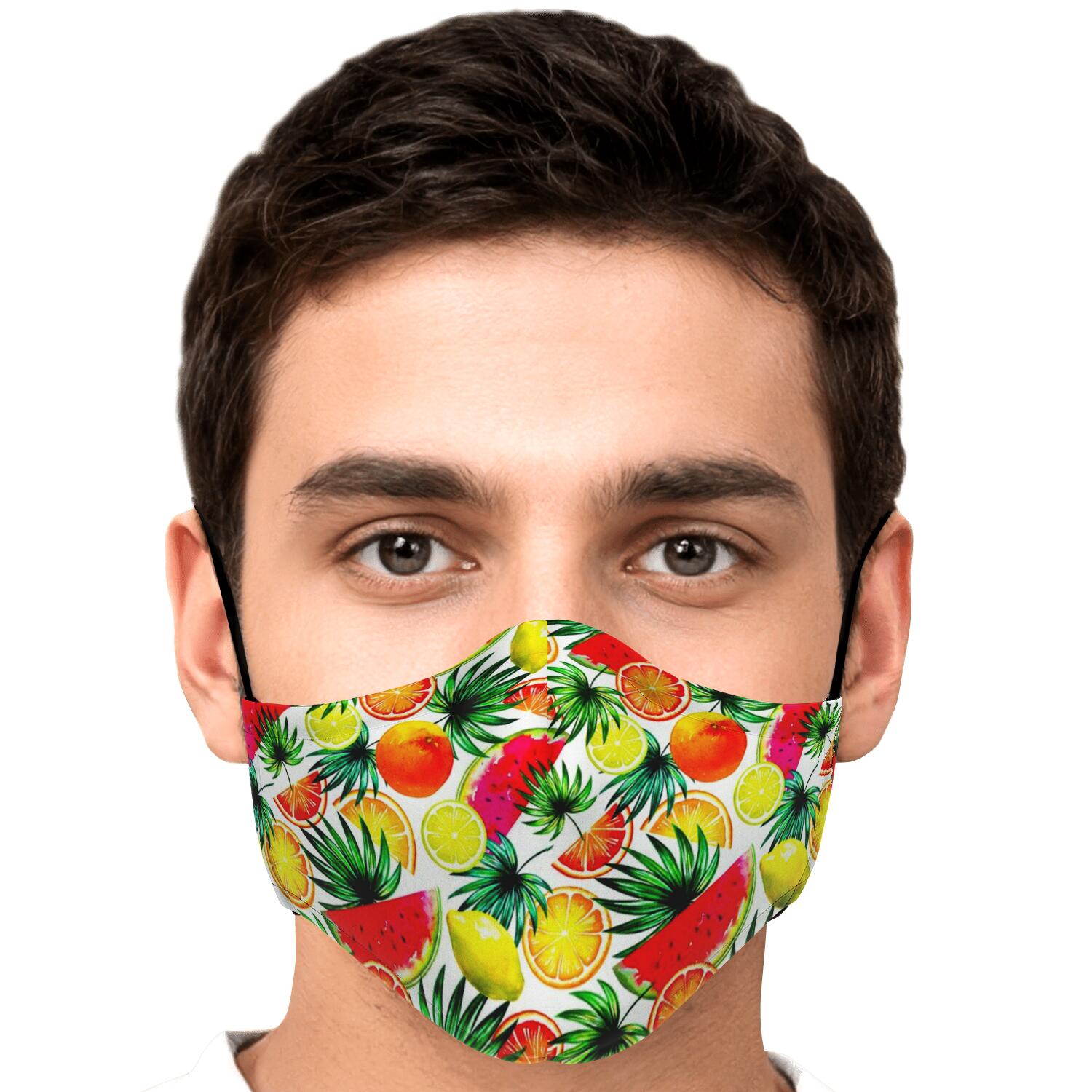 Tropical Fruit Leaf Pattern Print Face Mask