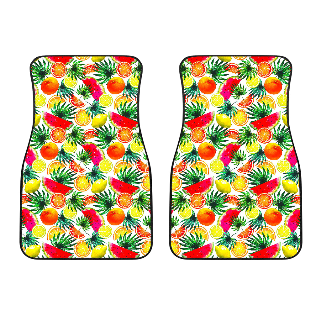 Tropical Fruit Leaf Pattern Print Front Car Floor Mats