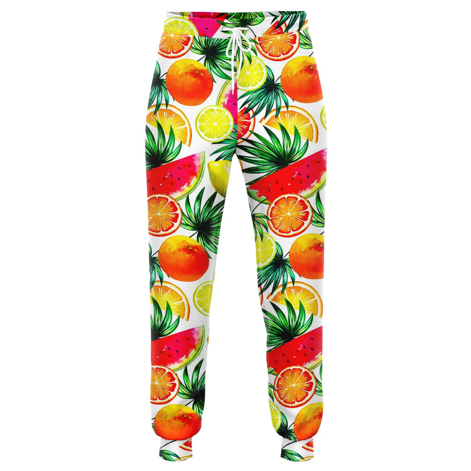 Tropical Fruit Leaf Pattern Print Jogger Pants