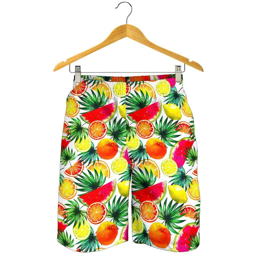 Tropical Fruit Leaf Pattern Print Men's Shorts