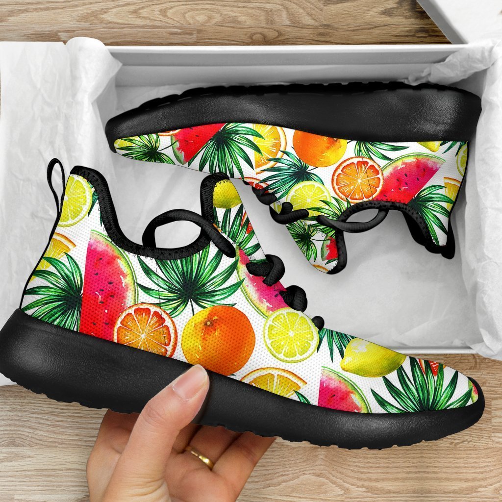 Tropical Fruit Leaf Pattern Print Mesh Knit Shoes