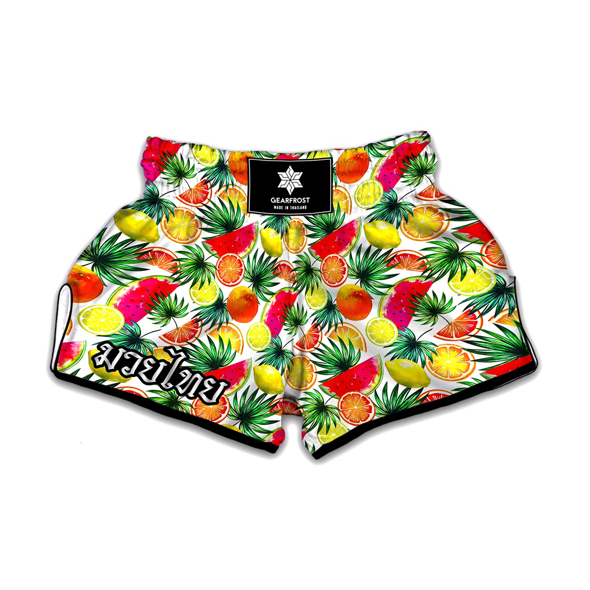 Tropical Fruit Leaf Pattern Print Muay Thai Boxing Shorts