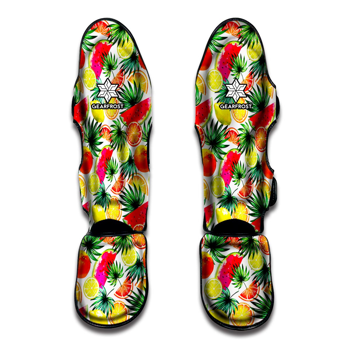 Tropical Fruit Leaf Pattern Print Muay Thai Shin Guards