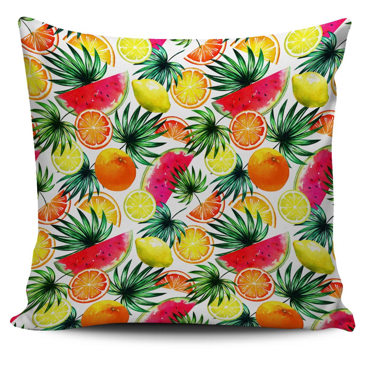 Tropical Fruit Leaf Pattern Print Pillow Cover