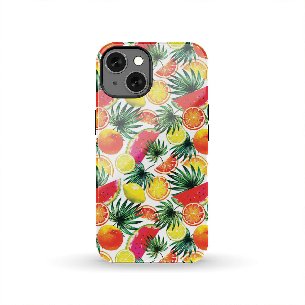 Tropical Fruit Leaf Pattern Print Tough Phone Case