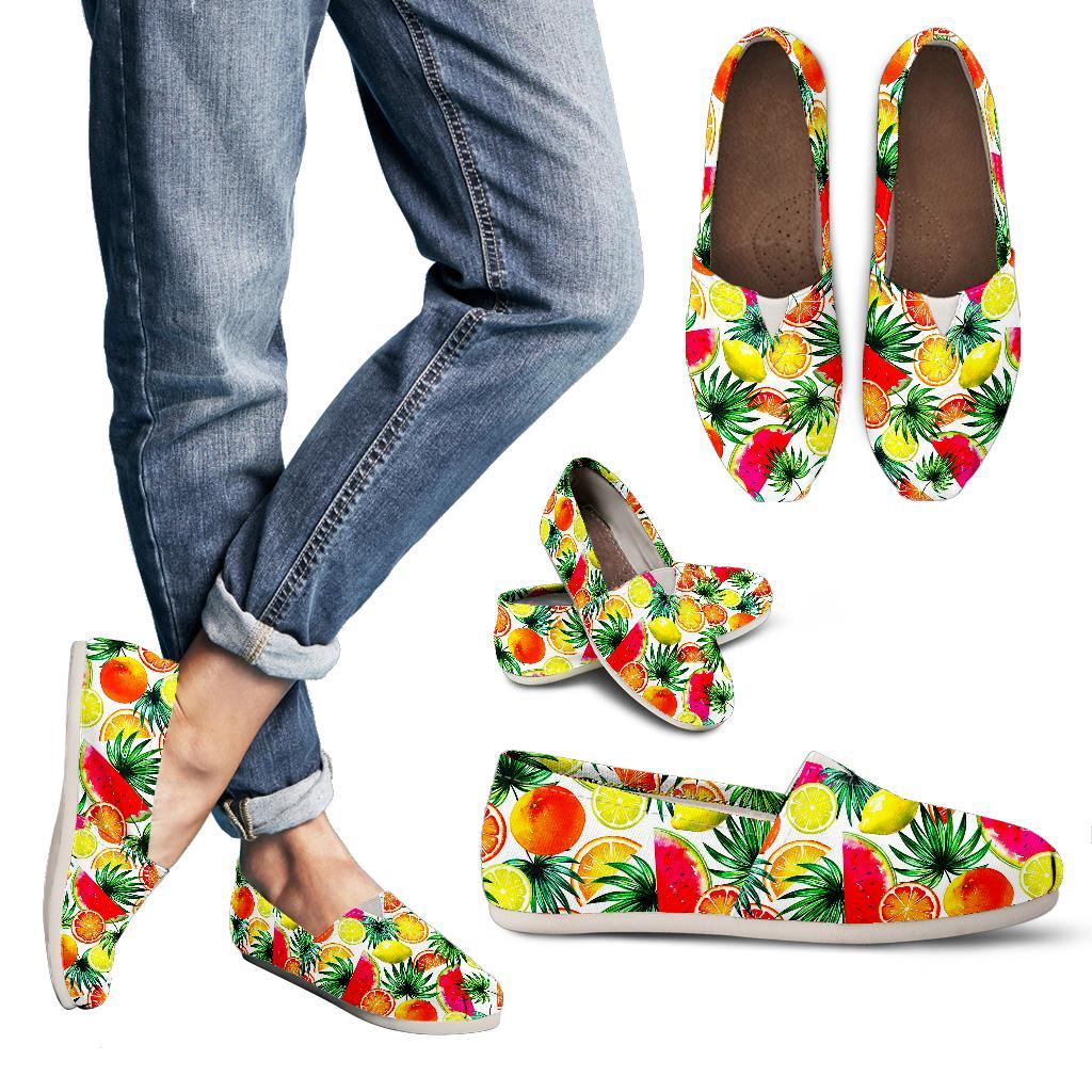 Tropical Fruit Leaf Pattern Print Women's Casual Canvas Shoes