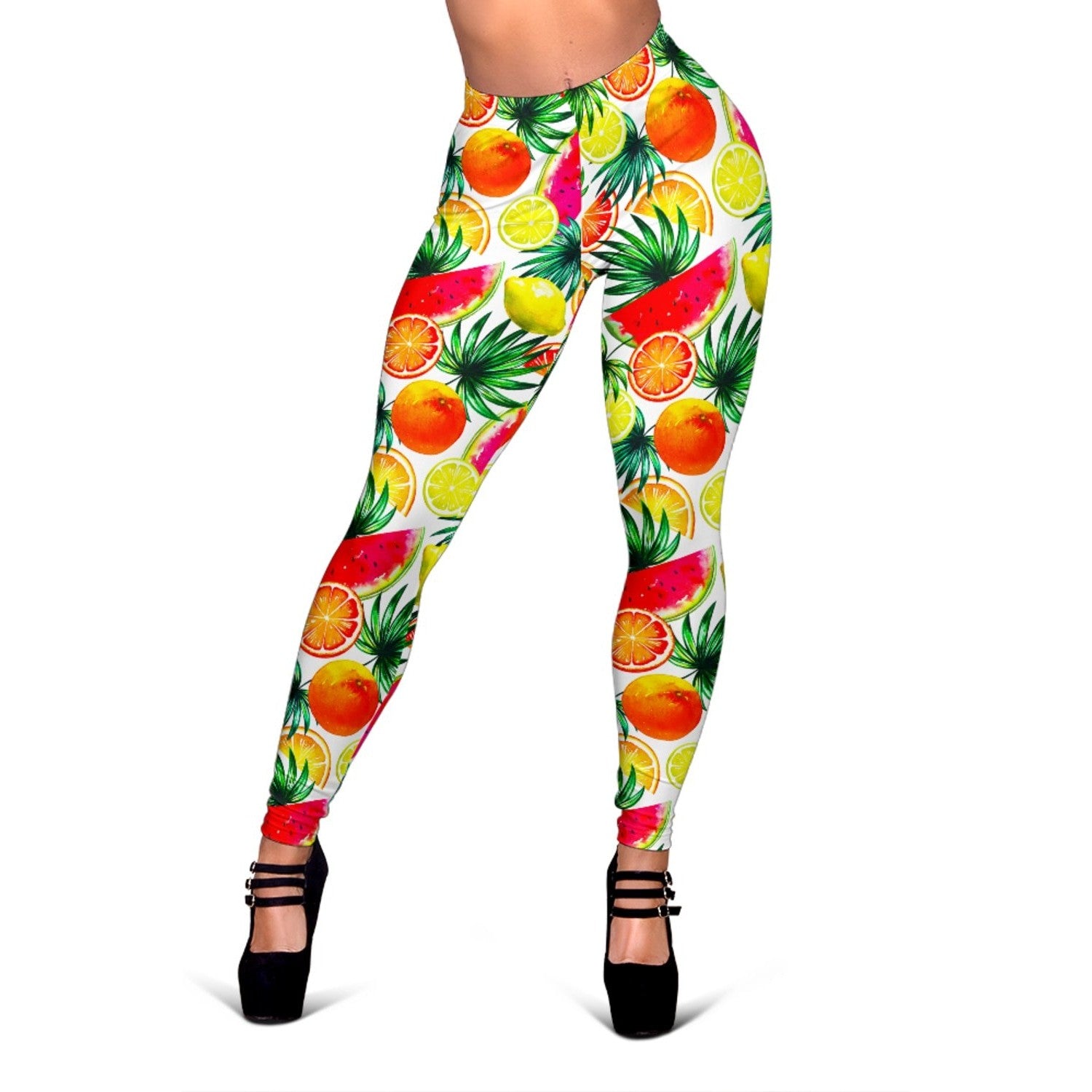 Tropical Fruit Leaf Pattern Print Women's Leggings