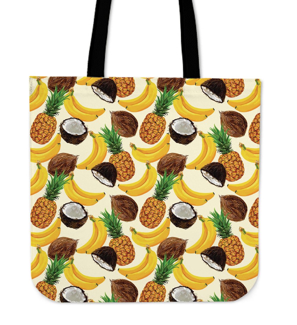 Tropical Fruits Pattern Print Canvas Tote Bag