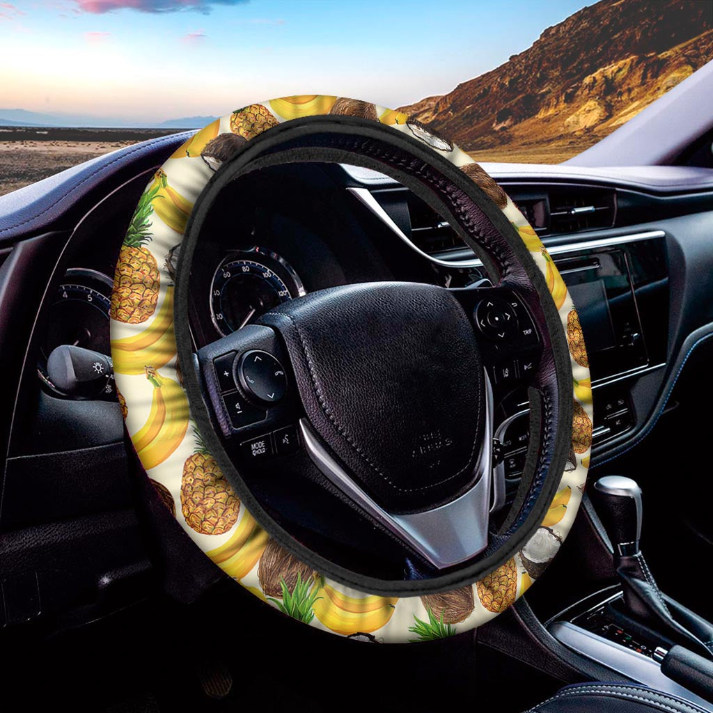 Tropical Fruits Pattern Print Car Steering Wheel Cover