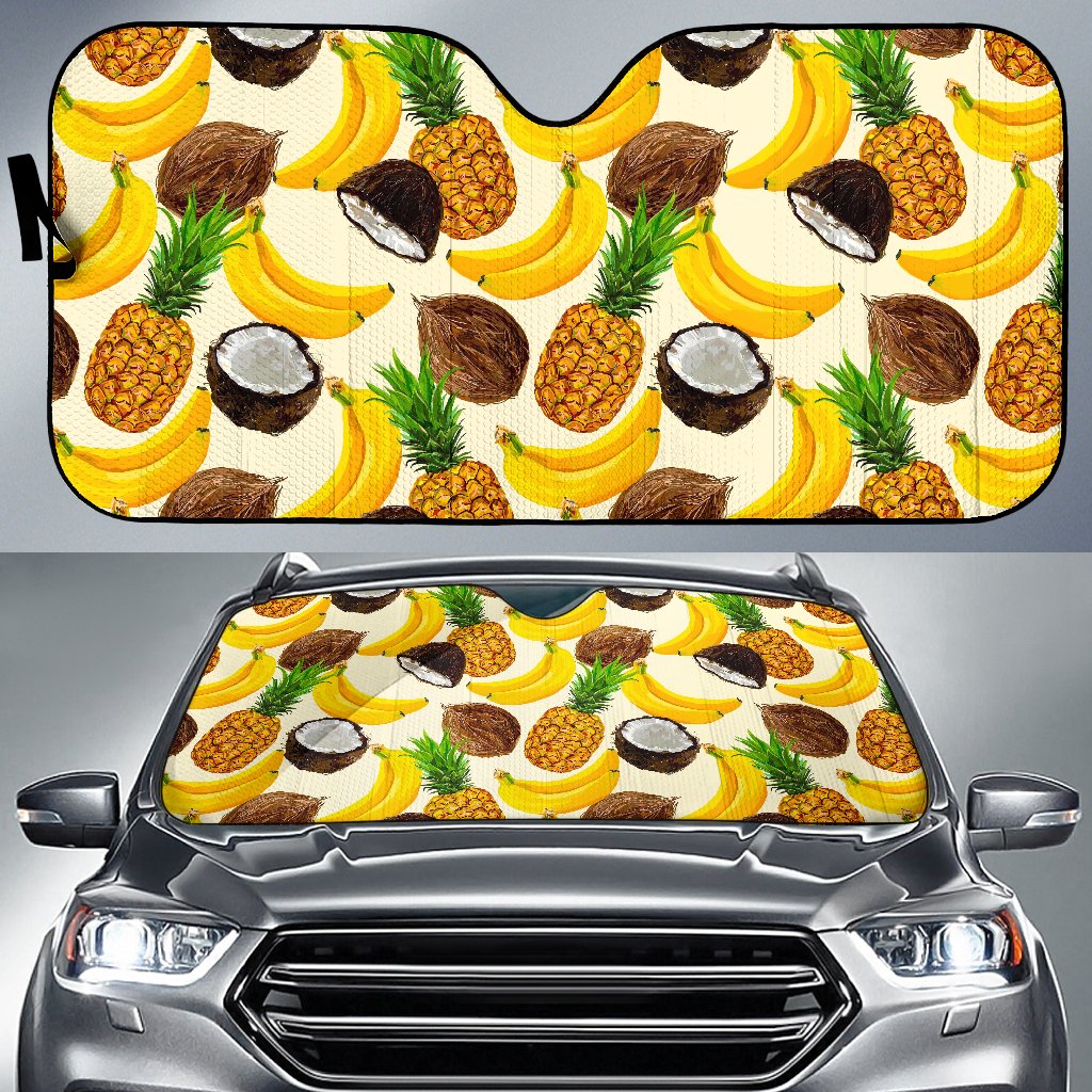 Tropical Fruits Pattern Print Car Sun Shade