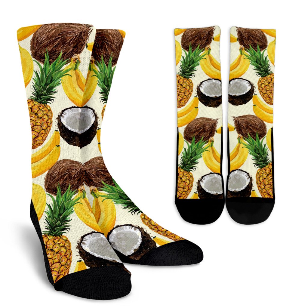 Tropical Fruits Pattern Print Crew Socks