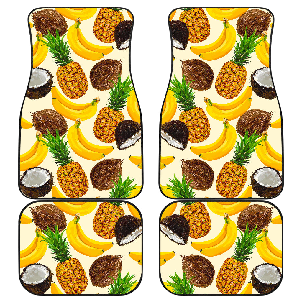 Tropical Fruits Pattern Print Front and Back Car Floor Mats