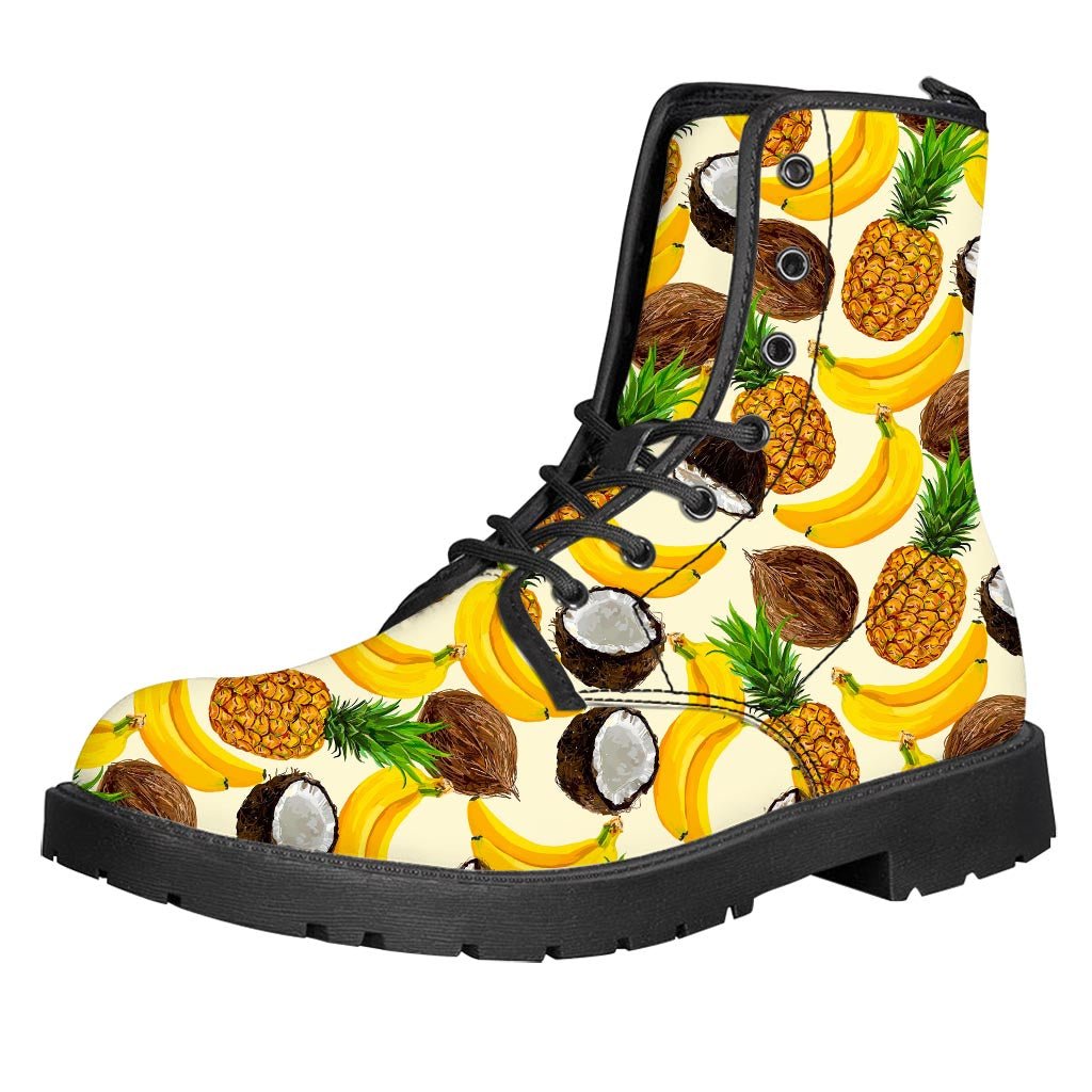 Tropical Fruits Pattern Print Leather Boots