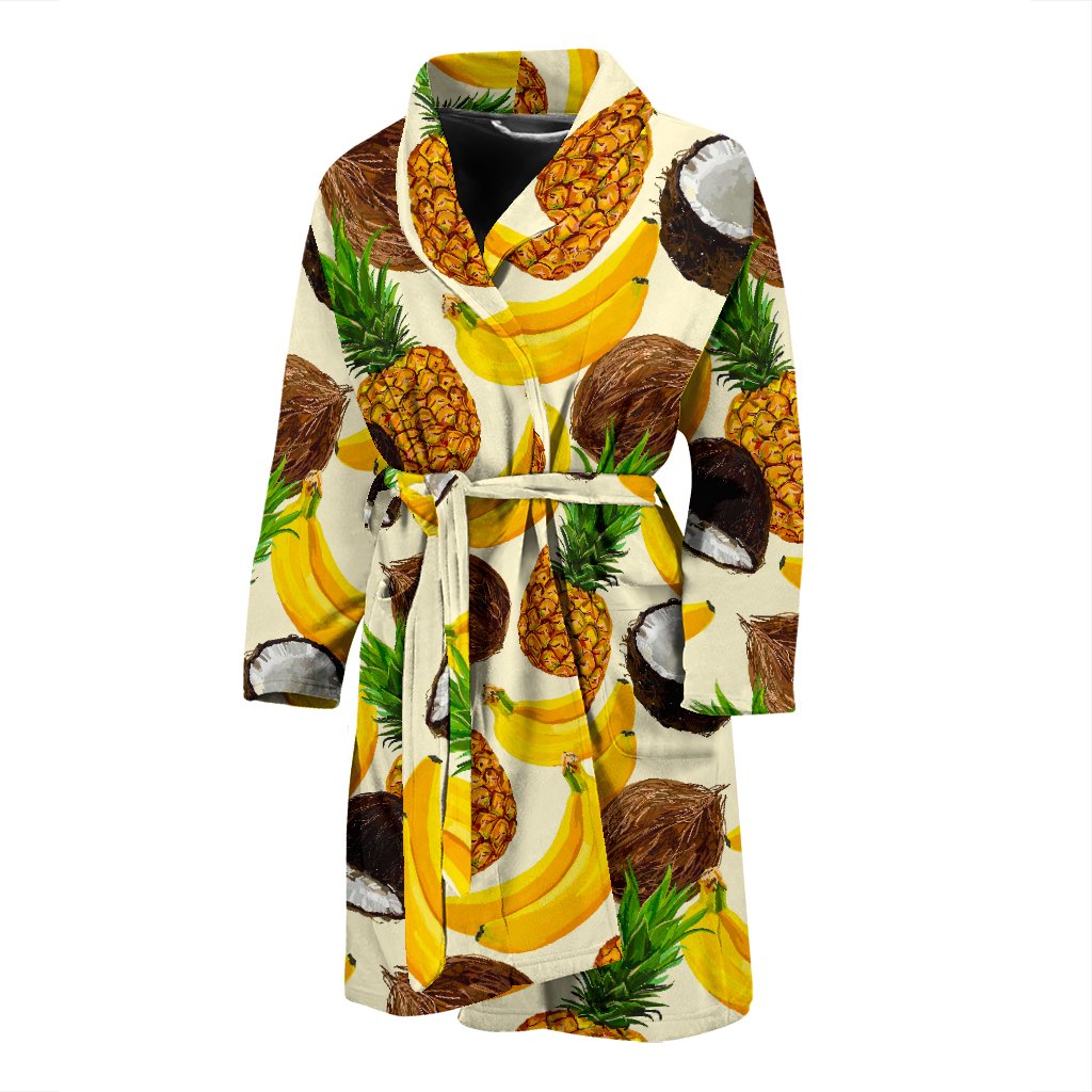 Tropical Fruits Pattern Print Men's Bathrobe