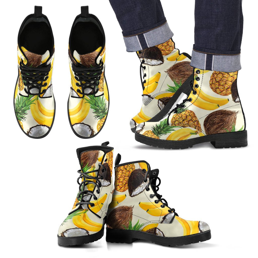 Tropical Fruits Pattern Print Men's Boots