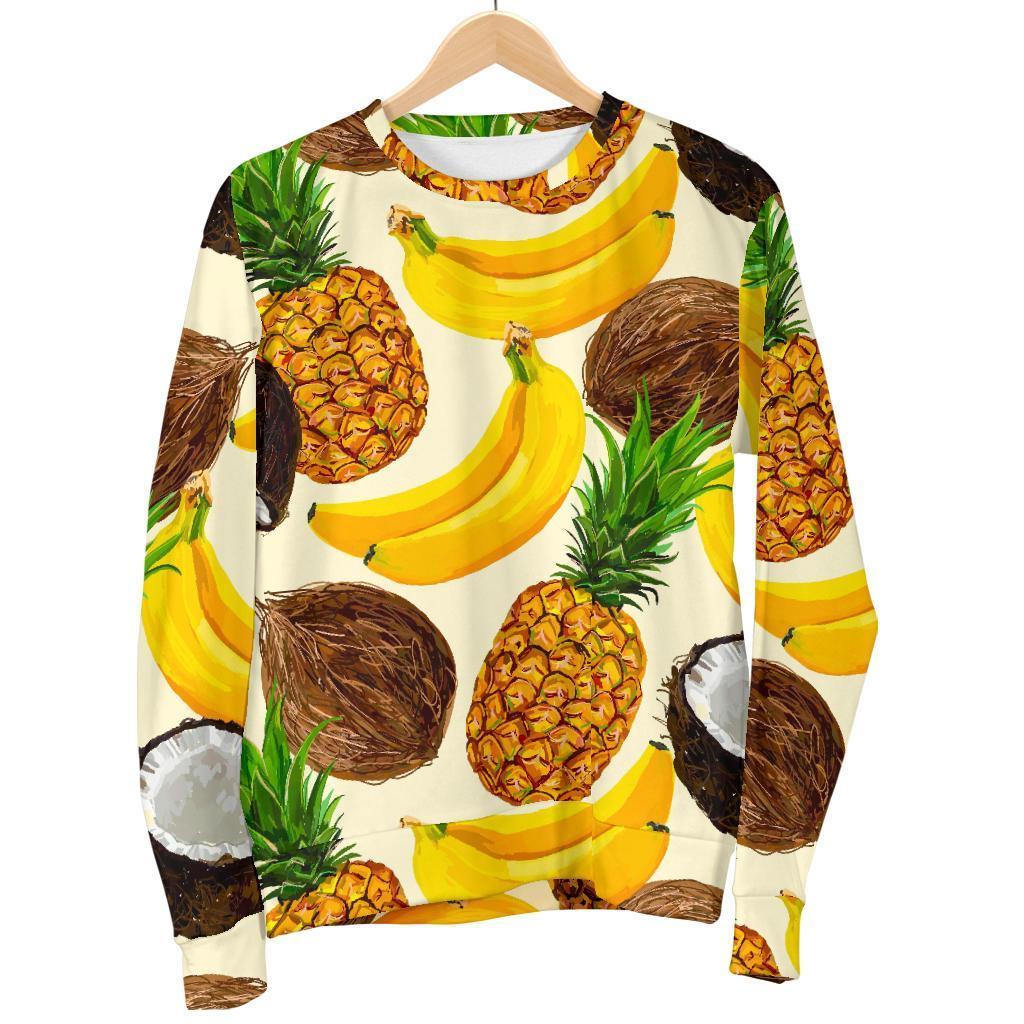 Tropical Fruits Pattern Print Men's Crewneck Sweatshirt