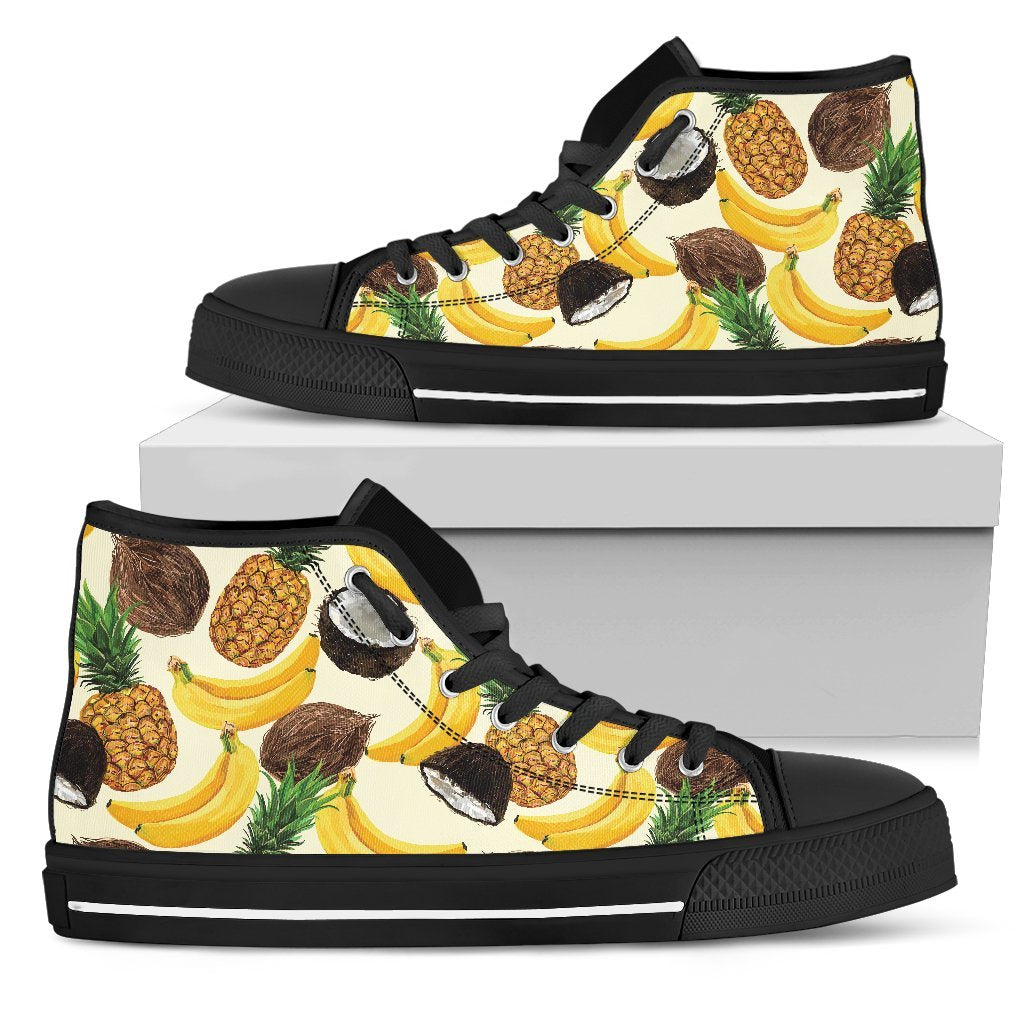 Tropical Fruits Pattern Print Men's High Top Shoes