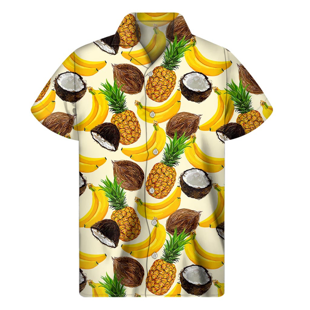 Tropical Fruits Pattern Print Men's Short Sleeve Shirt