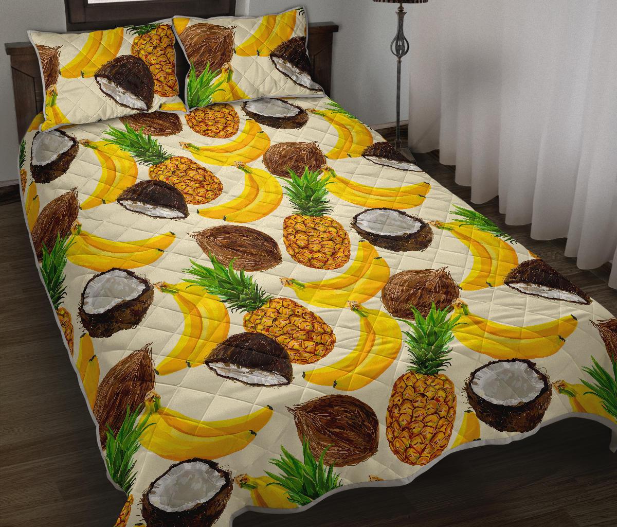 Tropical Fruits Pattern Print Quilt Bed Set