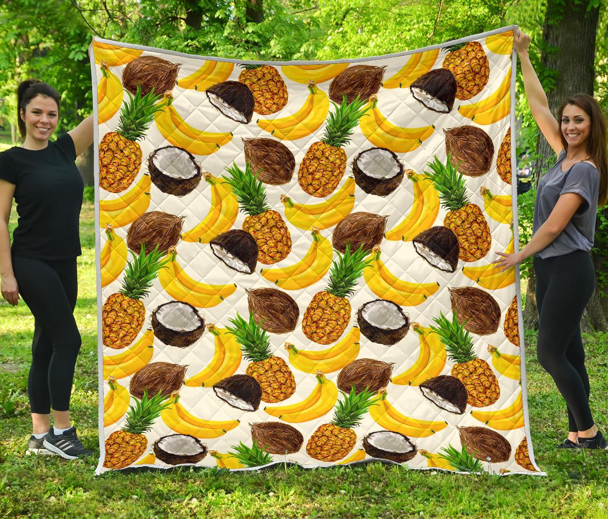 Tropical Fruits Pattern Print Quilt