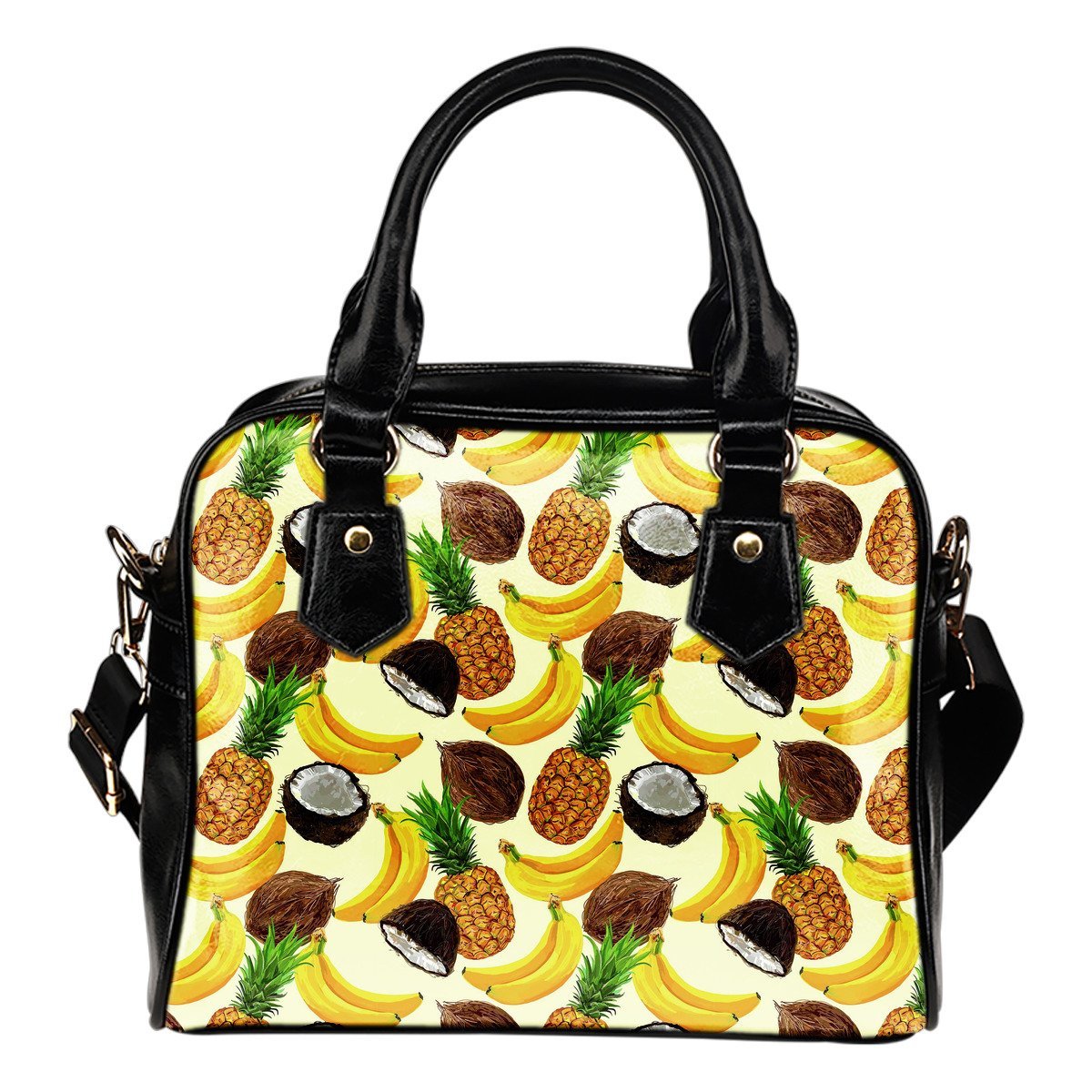 Tropical Fruits Pattern Print Shoulder Handbag