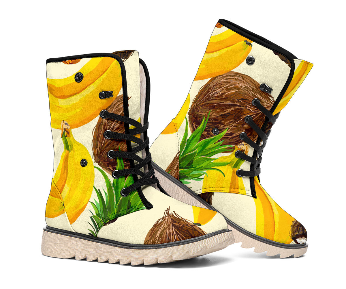 Tropical Fruits Pattern Print Winter Boots