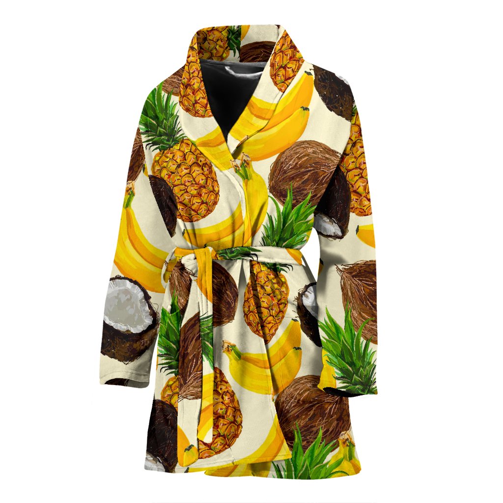 Tropical Fruits Pattern Print Women's Bathrobe