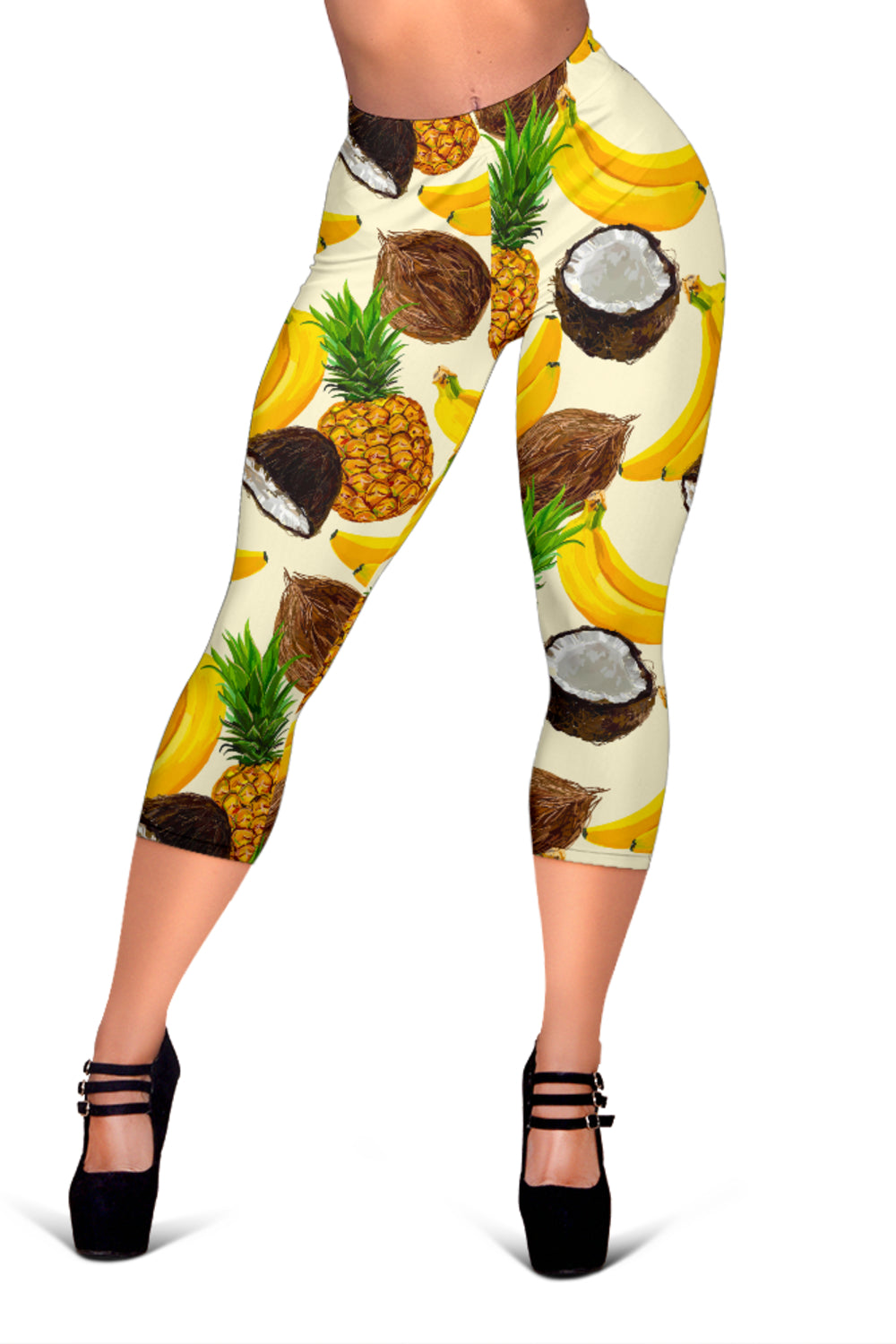 Tropical Fruits Pattern Print Women's Capri Leggings