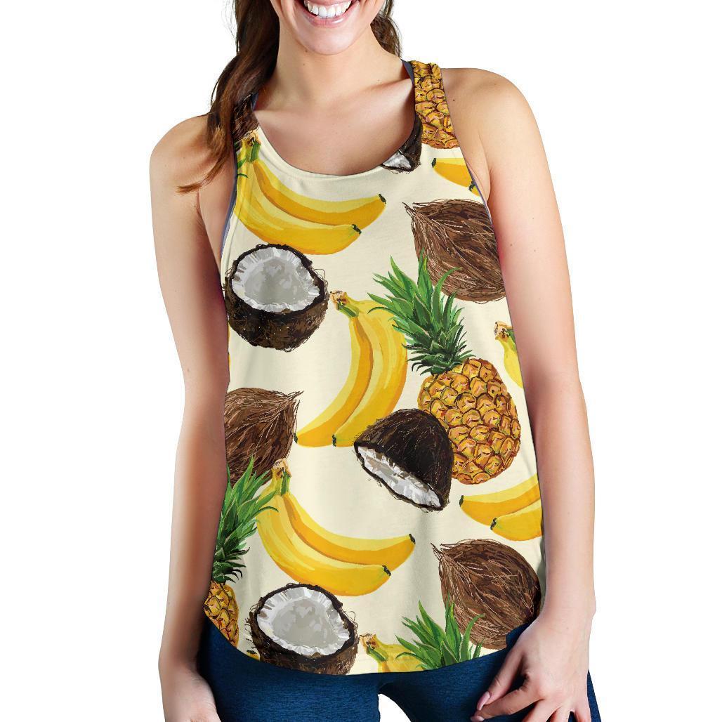 Tropical Fruits Pattern Print Women's Racerback Tank Top