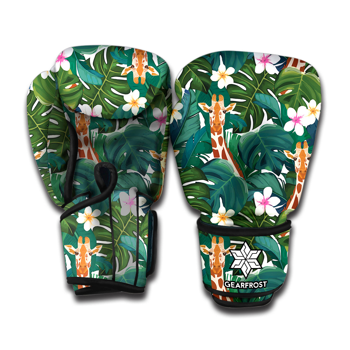 Tropical Giraffe Pattern Print Boxing Gloves